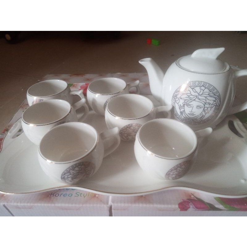 Bộ ấm chén uống trà ❤️FREESHIP❤️ Camellia khay sứ - họa tiết đẹp