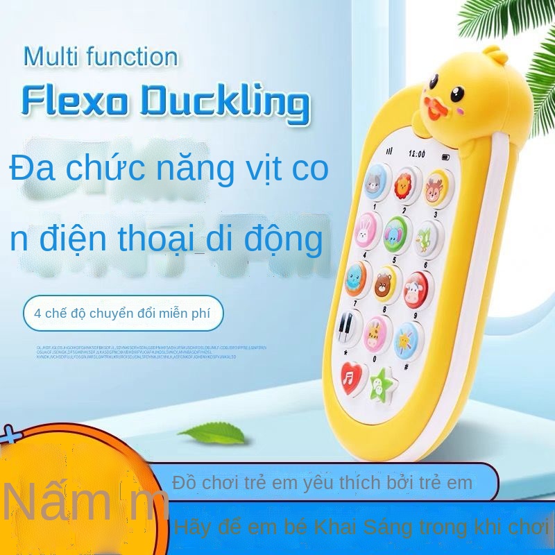 ✚Đồ chơi trẻ em điện thoại di động con vịt nhỏ màu vàng cậu bé mô hình câu đố trẻ em mô phỏng điện thoại âm nhạc cô gái