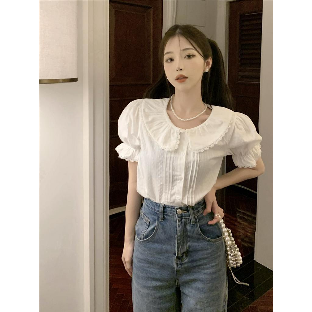 Áo Sơ Mi Nữ Ngắn Tay Phối Ren 51736