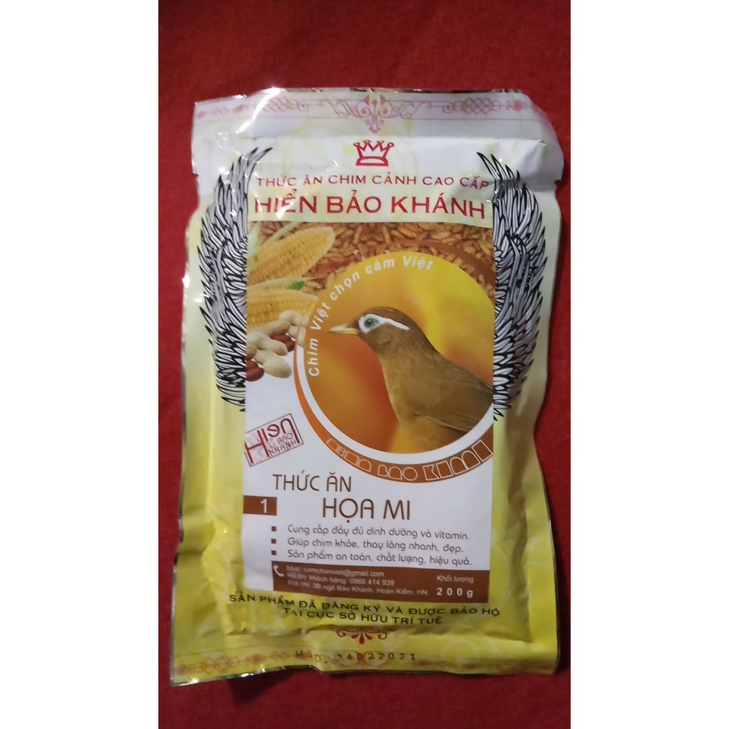 Cám Họa Mi Hiển Bảo Khánh Chim Dưỡng, Thay Lông (Số 1) 200Gr - Thức Ăn Chim Cao Cấp