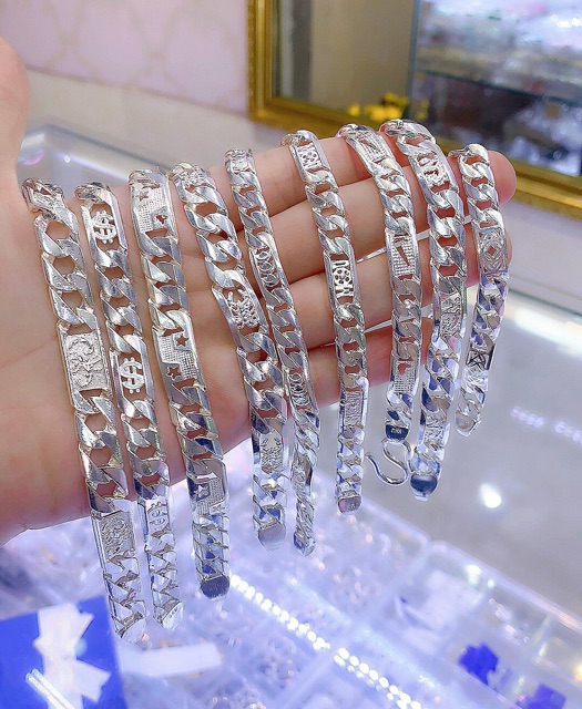Lắc tay bạc ta Nmj mẫu Bẹt người lớn trẻ em nam nữ
