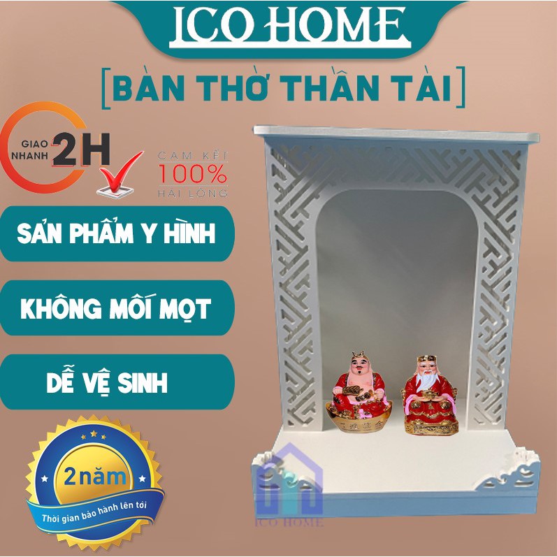 Bàn thờ ông địa thần tài màu trắng đẹp đón lộc vào nhà, ngang 30cm, có hộc kéo - ICO HOME