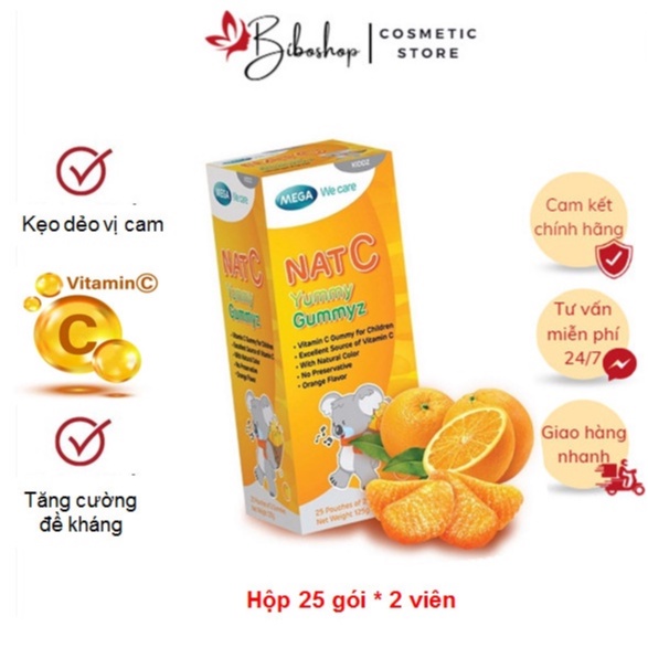 NATC YUMMY GUMMYZ (Hộp 125G) - Kẹo dẻo bổ sung vitamin C cho bé.