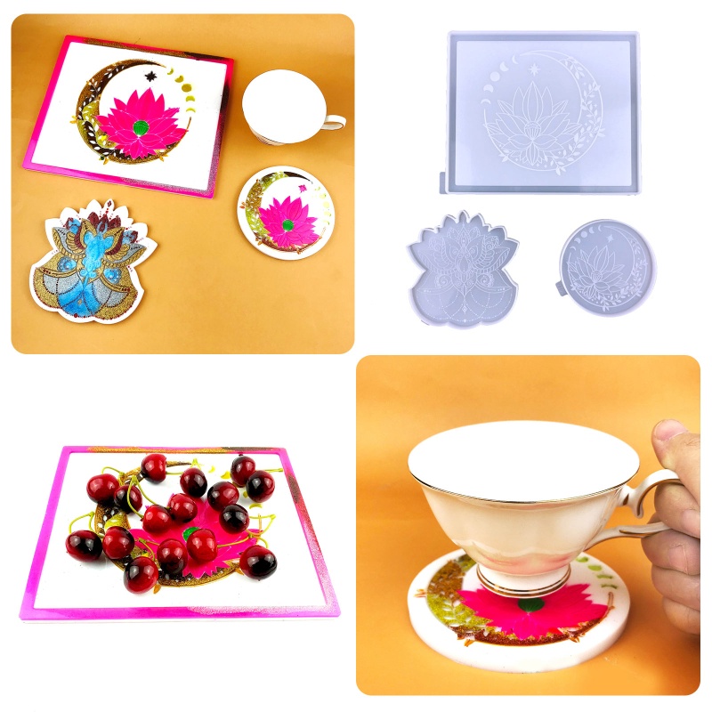Sa Khuôn Silicon Làm Đế Lót Ly Hình Hoa Sen Độc Đáo