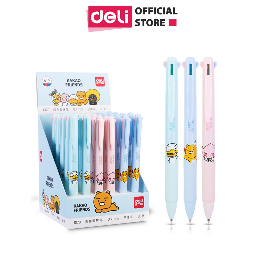 Bút bi dầu nhiều màu Kakao Friends Deli – 4 màu ngòi - S170-KM-01