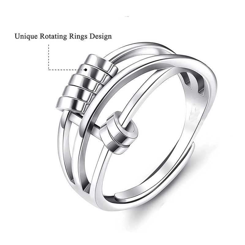 Trang Sức Nhẫn Mở Hình Chữ Thập Xoay Được Chống Oxy Hóa Thời Trang Cho Nam Và Nữ