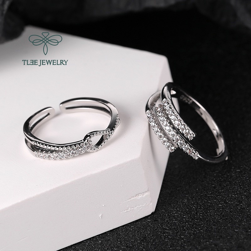 Nhẫn bạc nữ TLEE khối ghép nạm đá cá tính TleeJewelry A0284