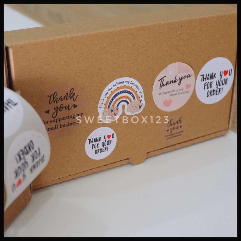 Nhãn Dán Cuộn Sticker 500 Tem Thank You - Nhãn Dán Cám Ơn Khách Hàng Kraft Và Các Mẫu Màu Sắc Dễ Thương
