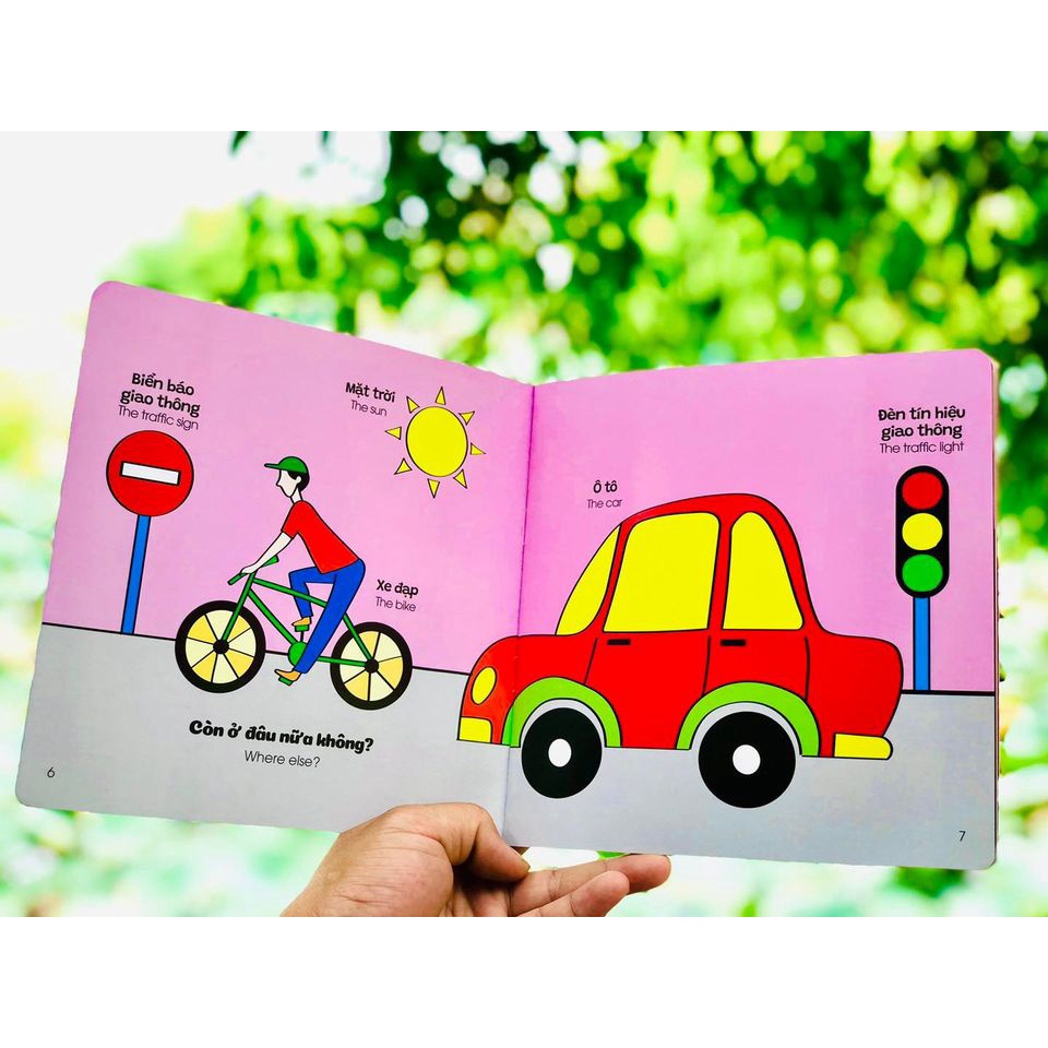 Sách - Ehon 5 cuốn  song ngữ Việt Anh tí tách, vòng vèo, lung linh, tu tu, hình khối file nghe đọc cho bé 0-6 tuổi