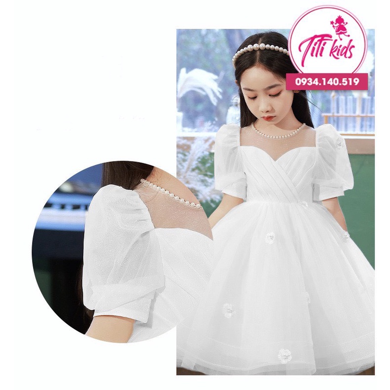 Đầm công chúa bé gái TiTiKids Đầm ngắn hoa rơi CC192