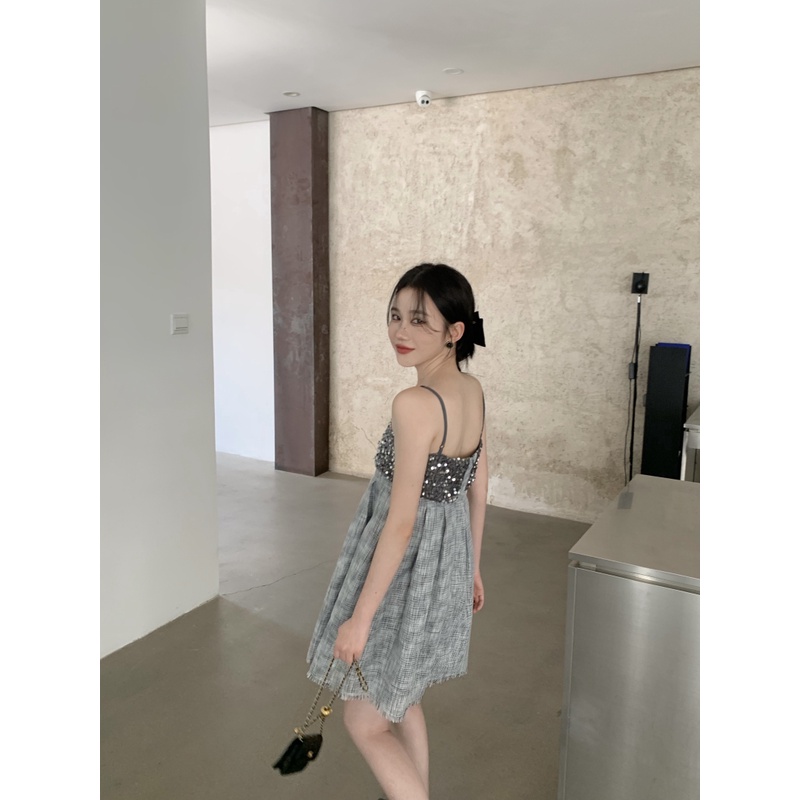 Jane Đầm dây viền vảy kim tuyến Hàn Quốc ẢNH THẬT CUỐI C366