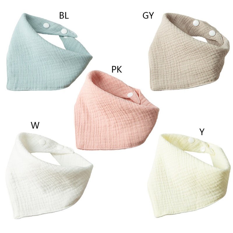 Yếm Ăn Cotton Mềm Mại Hình Tam Giác Có Nút Bấm Dành Cho Bé Sơ Sinh