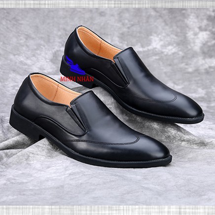 Minh Nhân - Giày da bò Nam Công Sở Tây nam doanh nhân kinh doanh Đẹp Thời trang Cao cấp Hàng Hiệu Giá rẻ L-10 màu đen