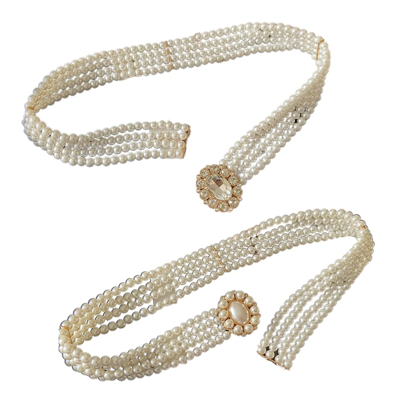 Thắt Lưng Đính Hạt Ngọc Trai Phong Cách Retro Cho Nữ