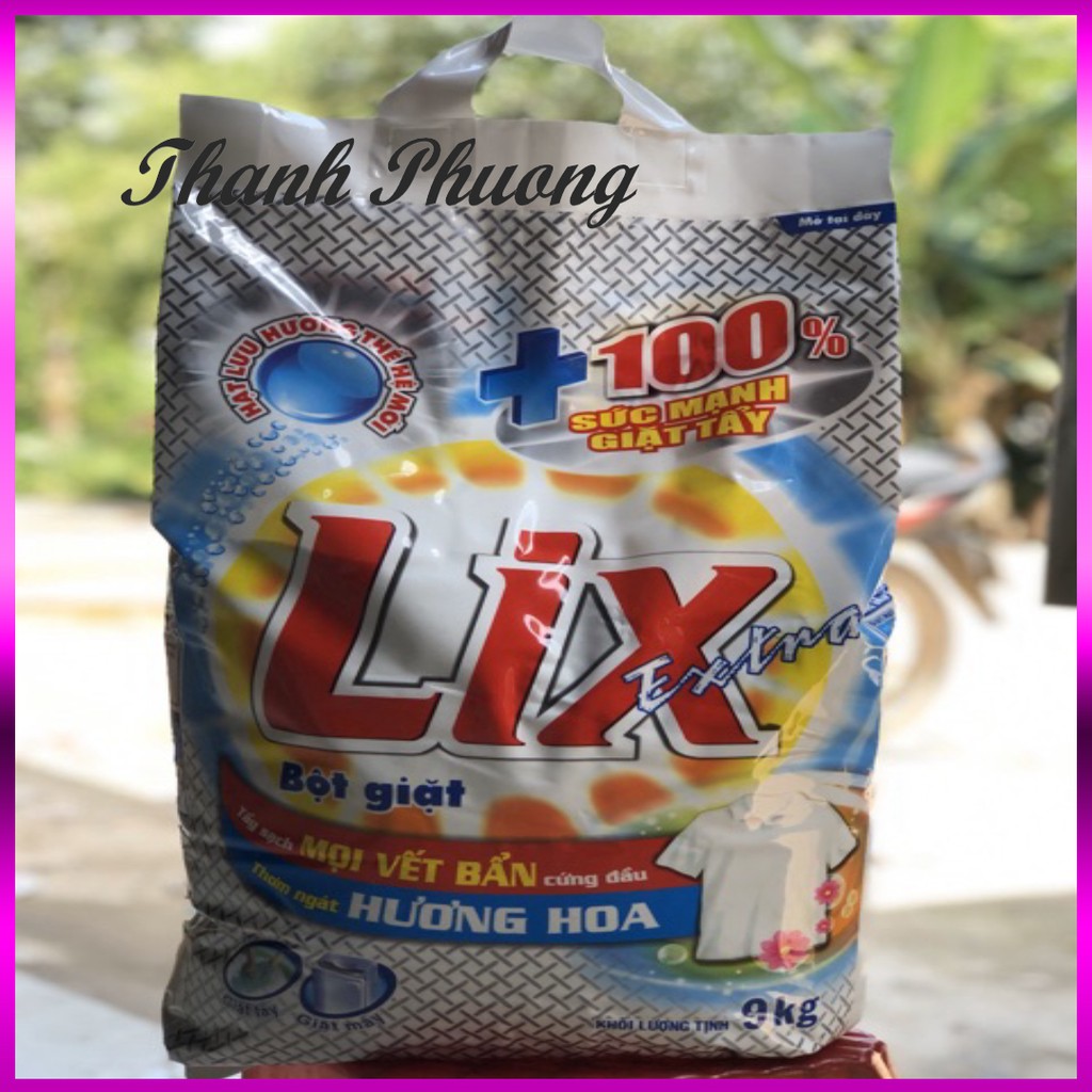 [ Sale99a ] Bột Giặt Lix Extra 9kg hương hoa tẩy sạch mọi vết bẩn cứng đầu sln