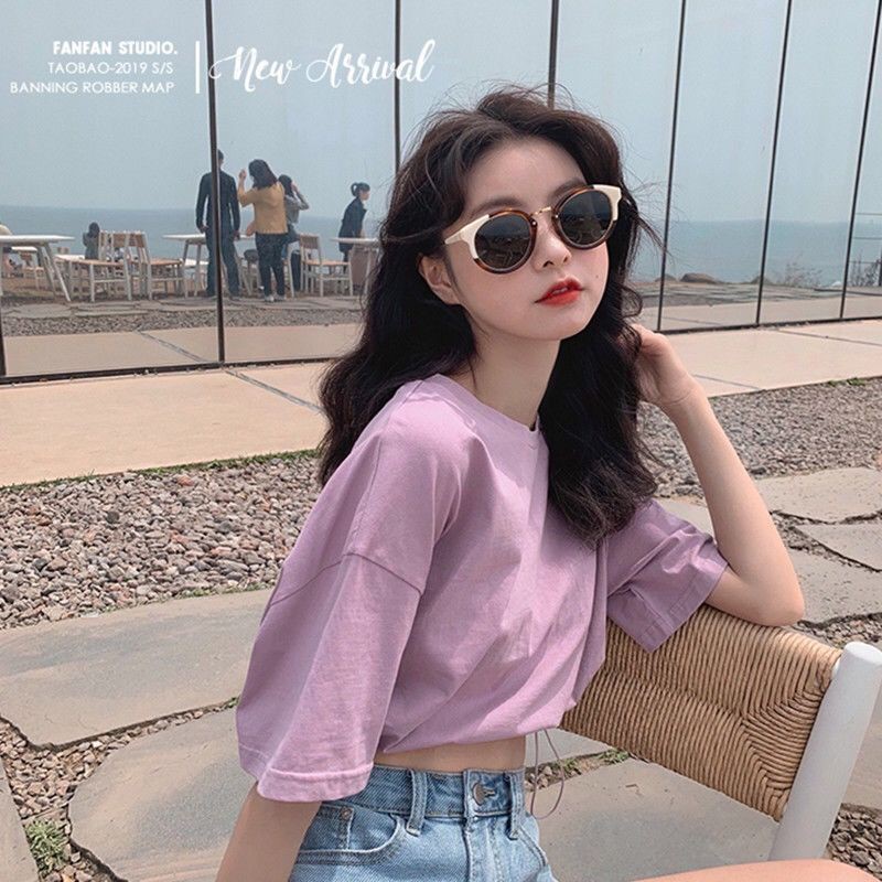 Người nổi tiếng trên Internet khuyến mãiPhiên bản Hàn Quốc áo thun hở rốn màu xanh bơ trái dành cho nữ sinh lưng