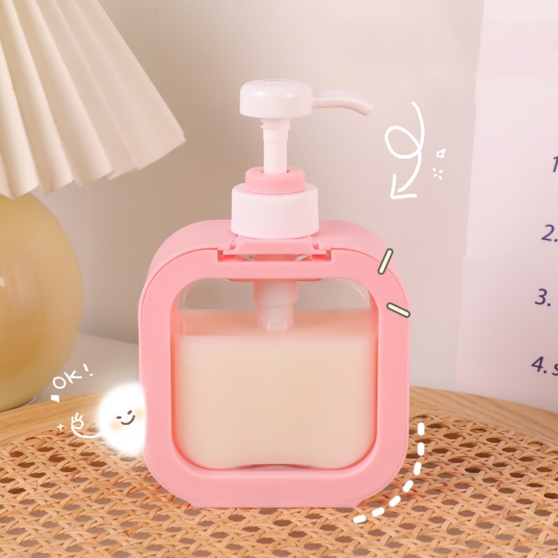 Chai Nhựa Trong Suốt Hình Vuông Dung Tích 500ml Dùng Đựng Xà Phòng/Mỹ Phẩm Khi Đi Du Lịch