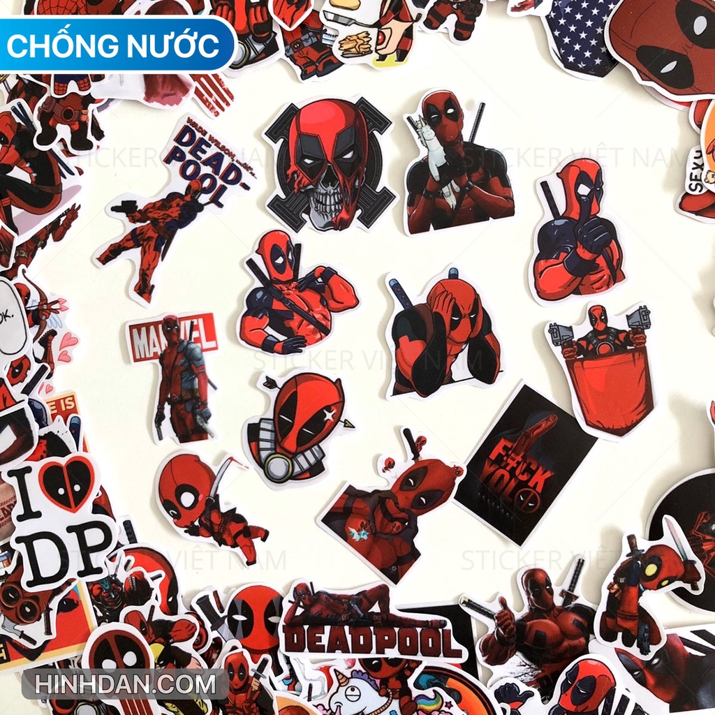 Sticker DEADPOOL Chống Nước Hình Dán Decal dán Trang Trí vali, xe, laptop, nón bảo hiểm, đàn guitar