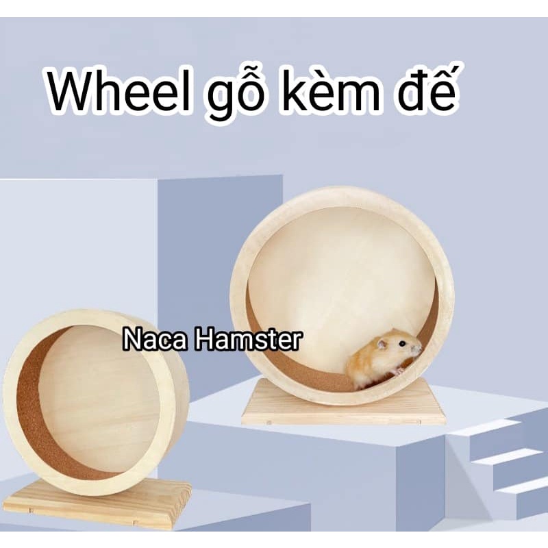 Wheel chạy hamster gỗ tự nhiên có đế