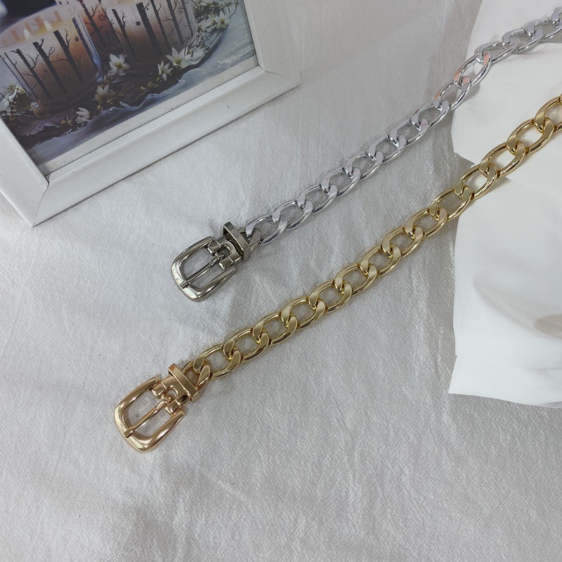 Thắt Lưng Dây Xích Kim Loại 19601 Thiết Kế Đơn Giản Thời Trang Phong Cách Punk Hàn Quốc