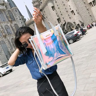 ||có sẵn | túi đeo chéo túi xách nữ màu hologram bạc kèm ví