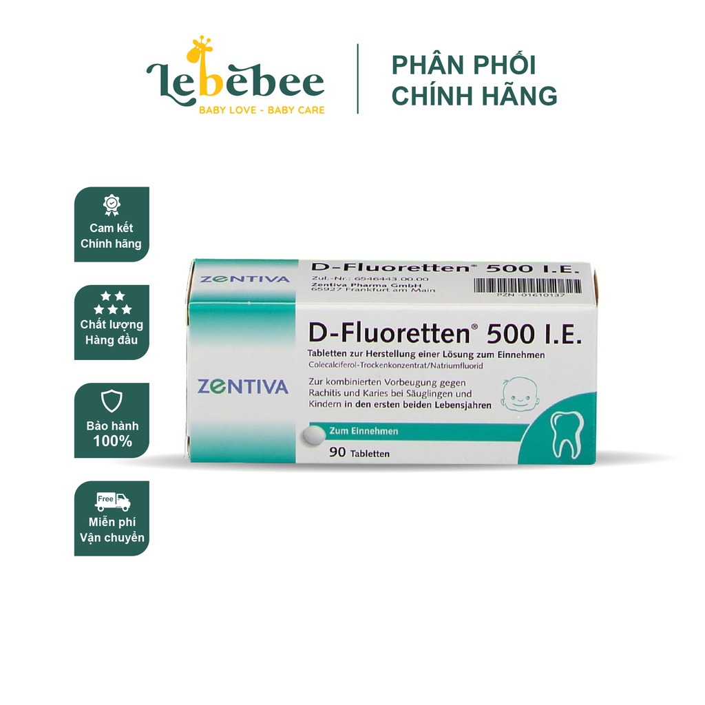 Vitamin D Fluoretten cho bé từ sơ sinh 90 viên