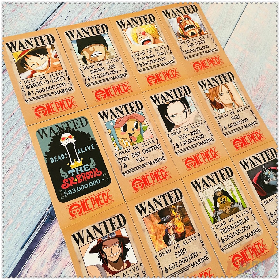 Hộp 24 Chiếc ✪ Bộ Thẻ Hình Nhân Vật Anime ONE PIECE 02:Wanted ✪ Áp Phích Bưu Thiếp Mini 5.5cm*9cm
