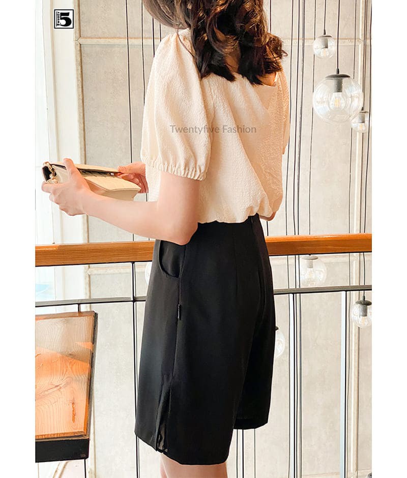 Áo kiểu nữ croptop bo chun tay eo rút nhún ngực chất thô xốp Twentyfive N174