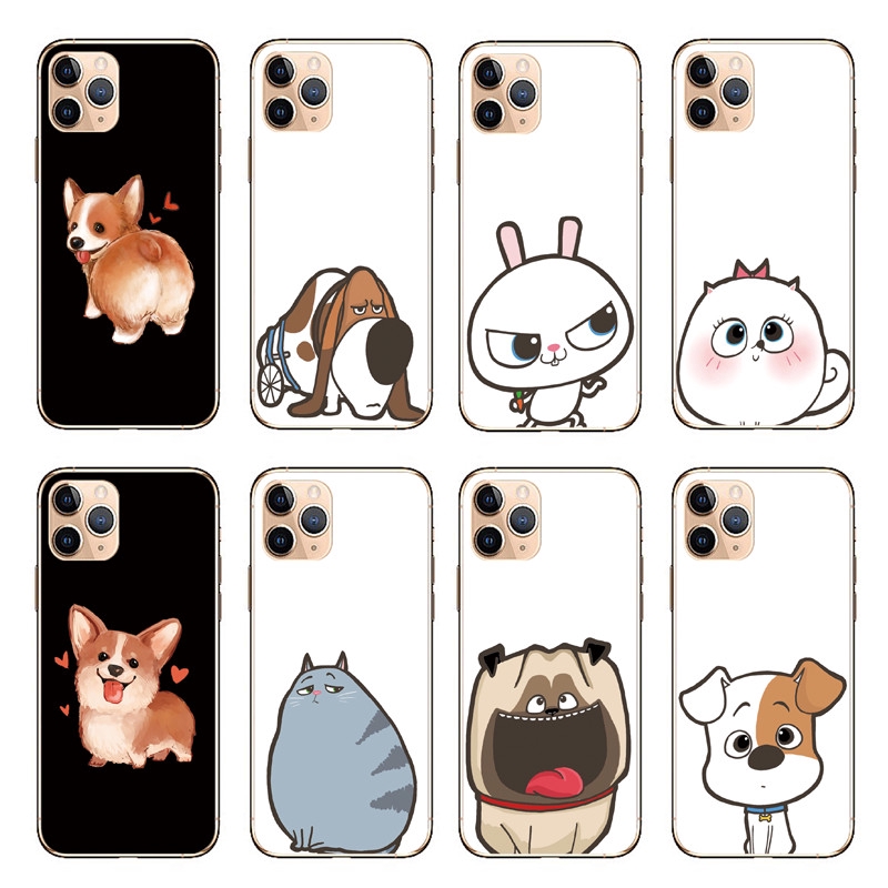 Ốp điện thoại TPU mềm chống sốc in hình cún dễ thương cho compatible for iphone 12 Pro Max 5G/i12 Mini/SE 2020/compatible for iphone 4 4S 4G