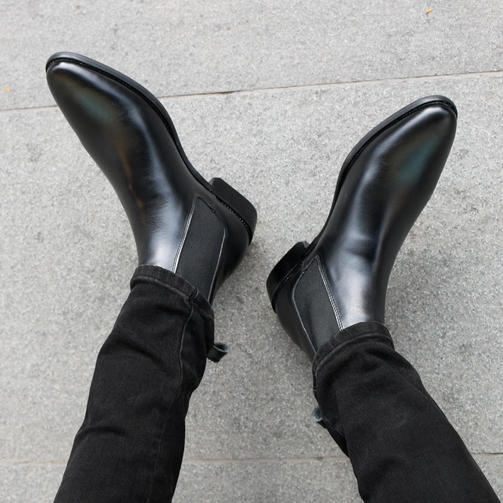 giày bốt nam cổ cao da bò - Giày Chelsea Boots công sở đế cao su da bò nguyên tấm - boot nam cao cổ