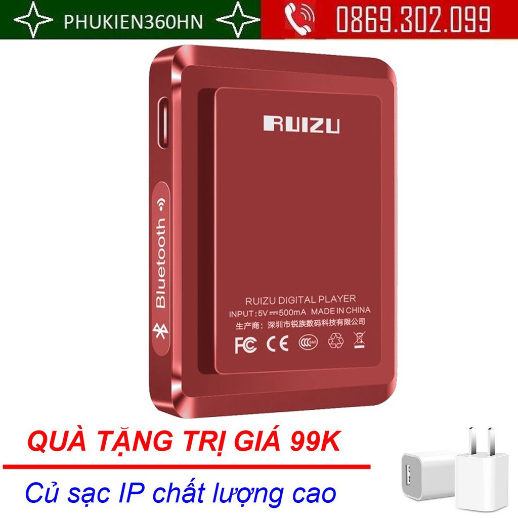 (Quà tặng 99k) Máy Nghe Nhạc MP3 Màn Hình Cảm Ứng Bluetooth Ruizu M5 Bộ Nhớ Trong 8GB - Hàng Chính Hãng