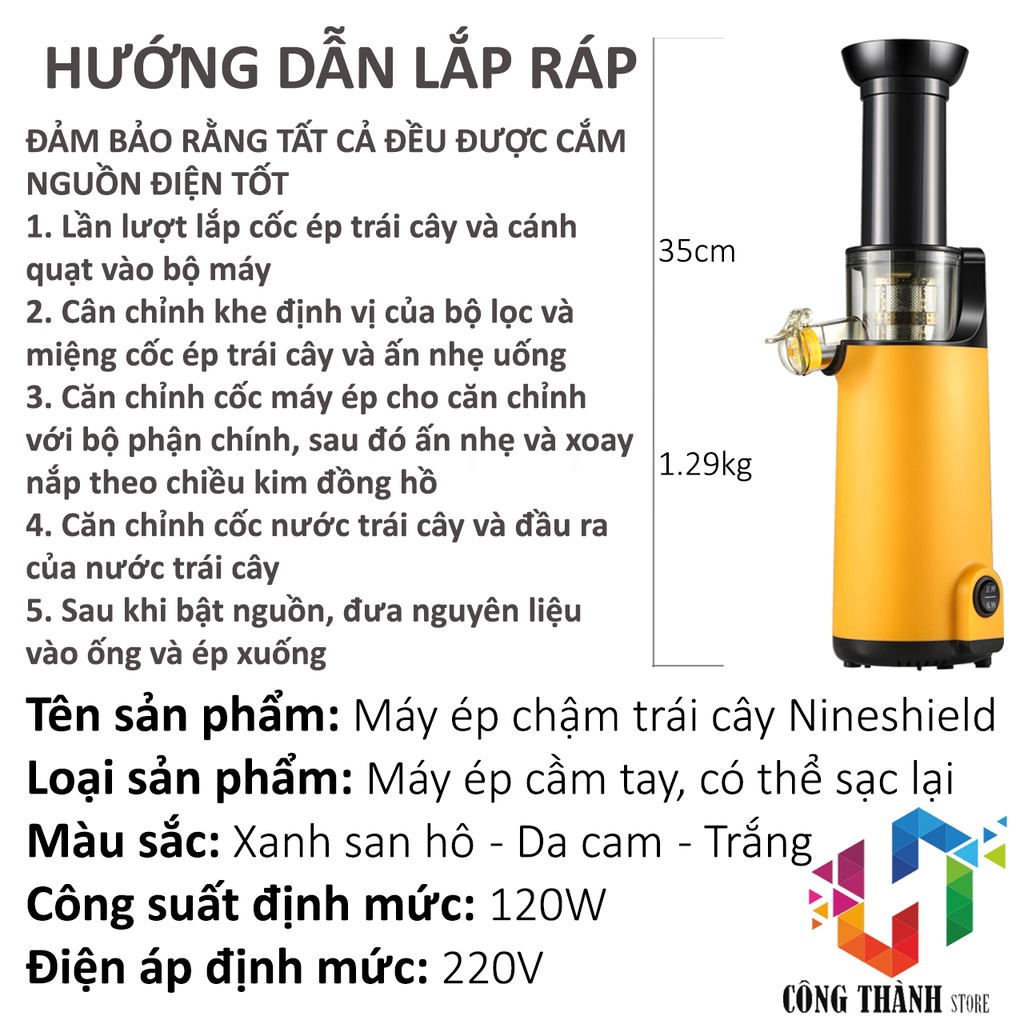 Máy Ép Chậm Mini Nineshield Chính Hãng Bảo Hành 12 Tháng Công Thành Store