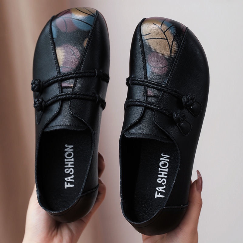 Giày Da Mềm Thời Trang Mùa Thu Thoải Mái Dành Cho Phụ Nữ Trung Niên 2022