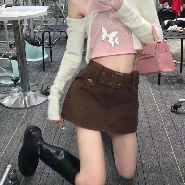 Chân váy denim ZHELIHANGFEI lưng cao chống chói thời trang quyến rũ cho nữ