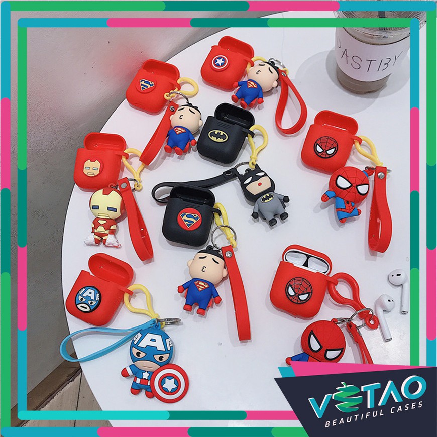 [ FREESHIP TỪ 50K TOÀN QUỐC ] Vỏ Đựng Bảo Vệ Hộp Sạc Tai Nghe Airpods 1/2 Avengers + mô hình