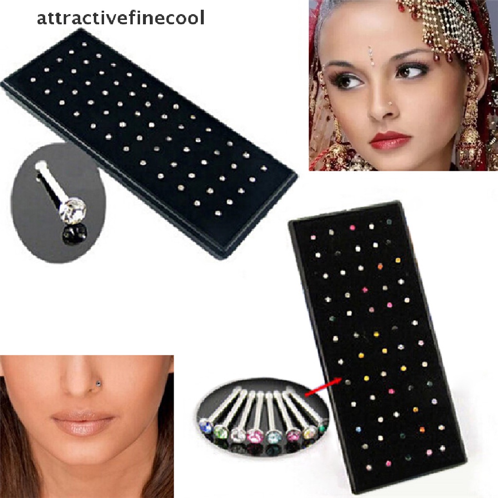 Set 60 Khuyên Mũi Bằng Thép Không Gỉ Đính Đá Cá Tính