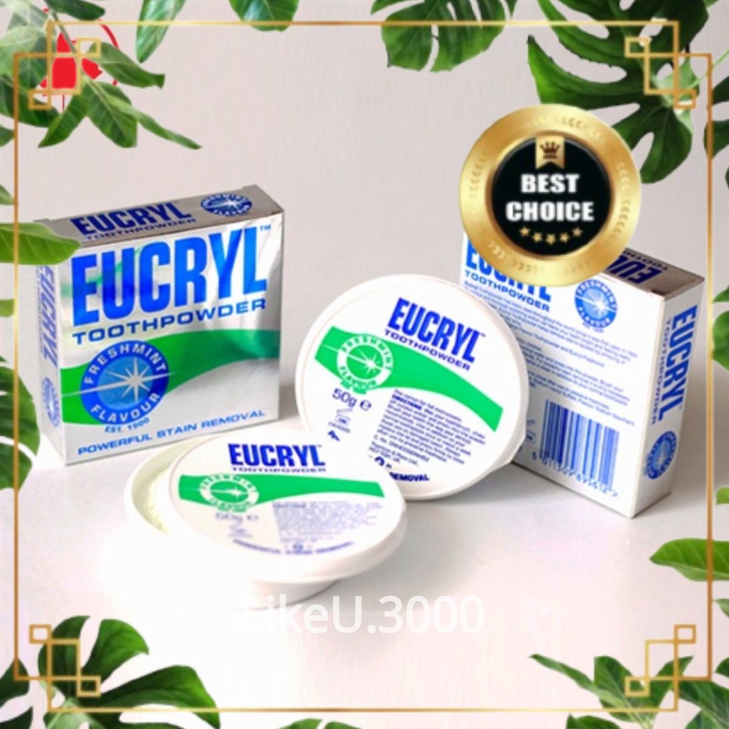 Combo Kem đánh răng Eucryl 62g + Bột tẩy trắng răng Eucryl 50g (Made in UK)