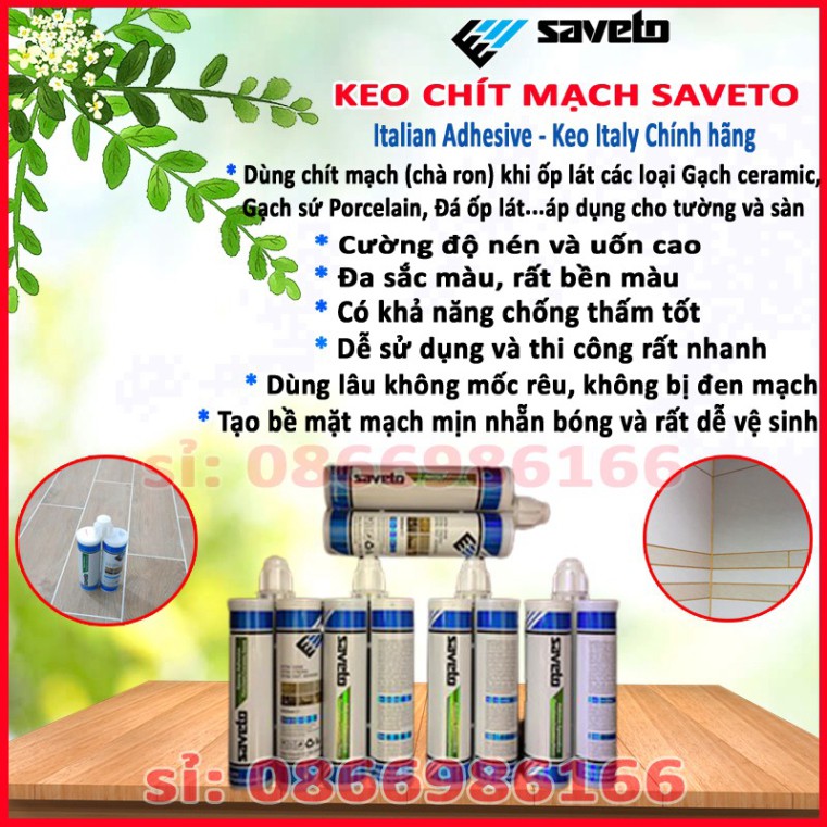 Keo Chít Mạch Nhập Khẩu Cao Cấp Saveto, Keo Chà Ron Saveto Chính Hãng, Giá Rẻ, Độ Thẩm Mỹ Cao.