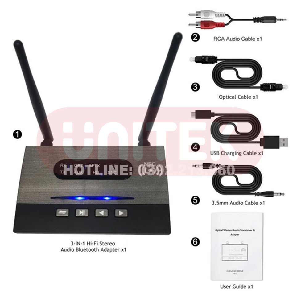 Bộ Thu Phát Nhạc Bluetooth 5.0 Đa Chức Năng NFC, Hỗ trợ APTX HD / APTX LL / APTX SPDIF / AUX BT-B22