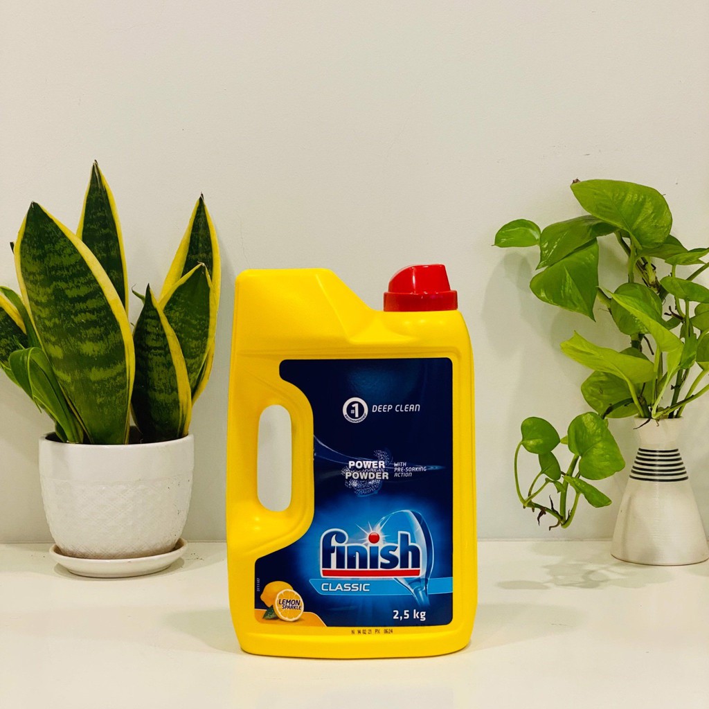 Bột rửa bát Finish Classic hương chanh thơm mát can 2.5kg