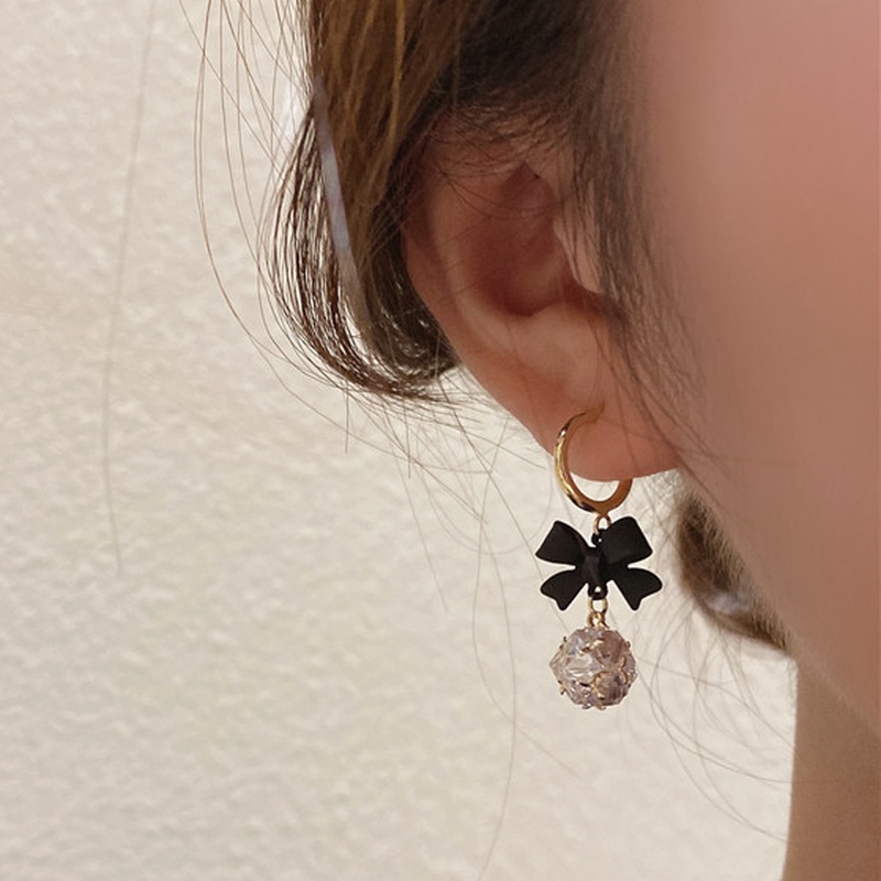 Khuyên tai mặt nơ đính đá zircon thời trang thanh lịch cho nữ