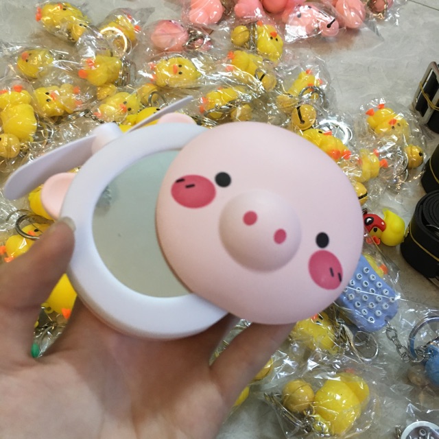 Quạt heo đáng yêu 3in1 gồm gương trang điểm, quạt, đèn | BigBuy360 - bigbuy360.vn