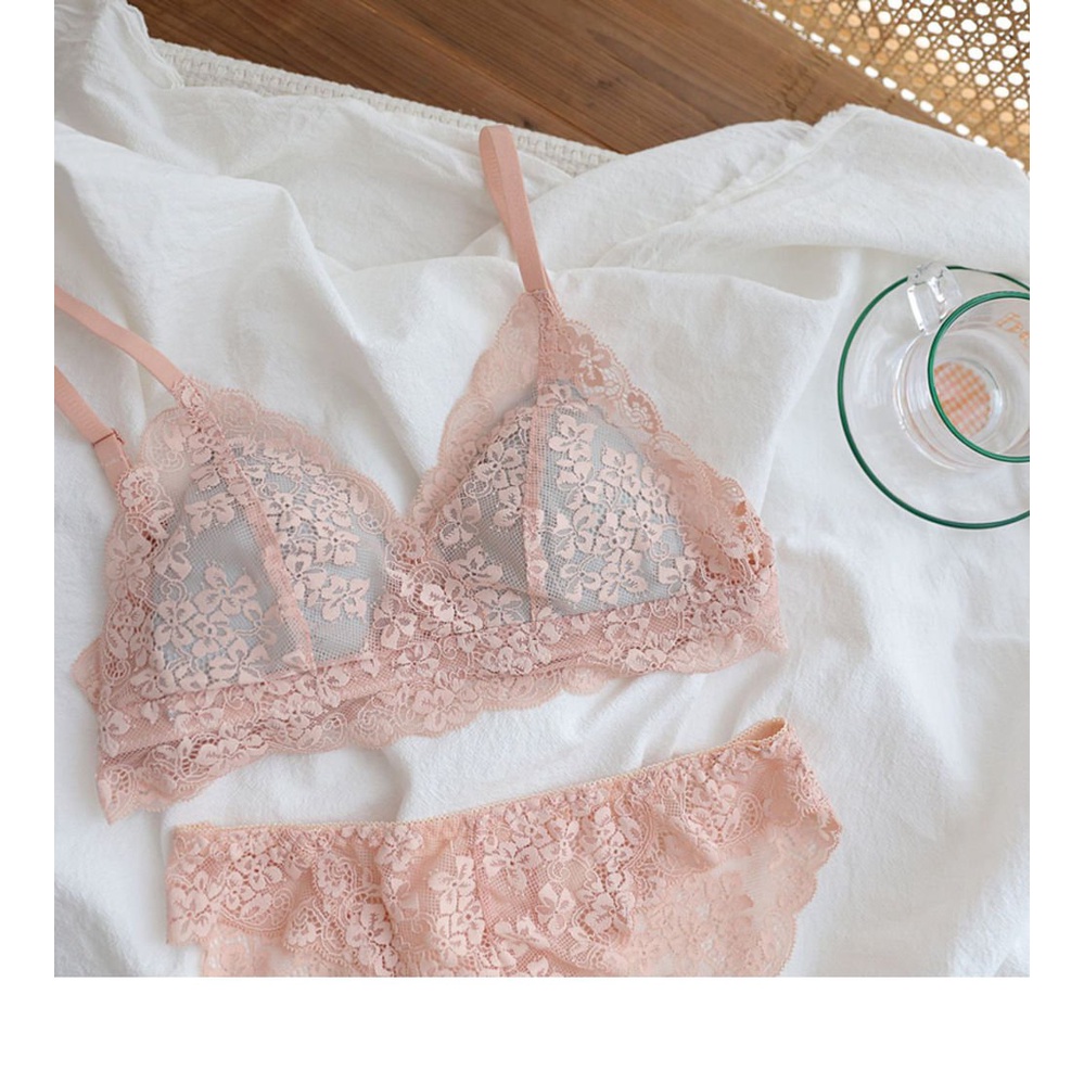 Áo Ngực Hình Tam Giác Không Gọng Phối Ren Phong Cách Nhật Bản Dành Cho Nữ