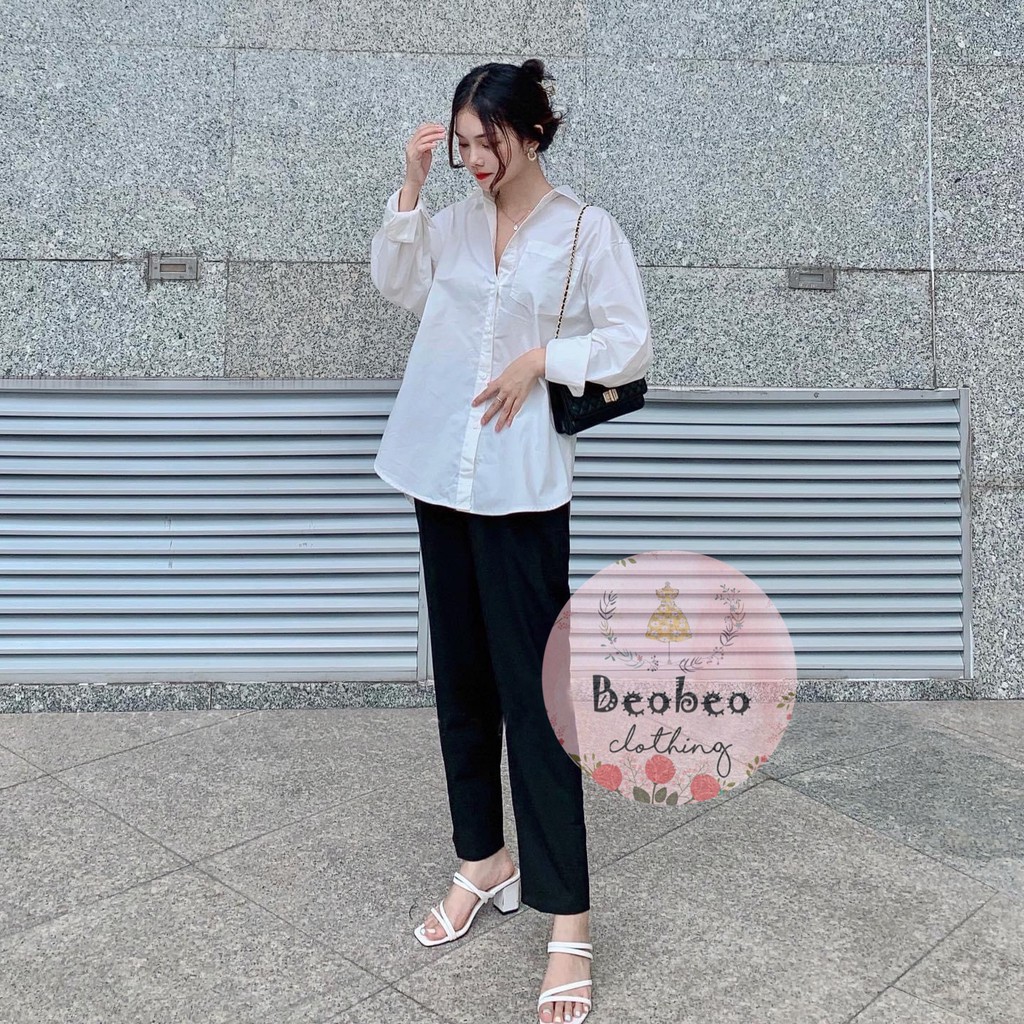 Áo sơ mi trắng oversize 1 túi ulzzang
