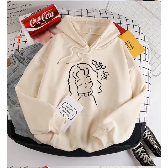 [FREESHIP ĐƠN TỪ 50K] Áo hoodie cô gái nhắm mắt chữ Tàu DTR1119