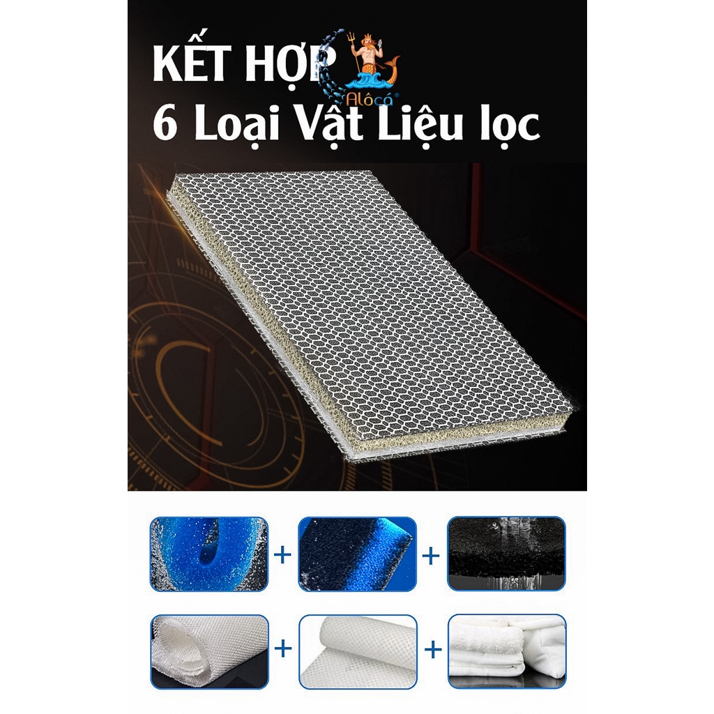 Bông lọc bể cá 6D thế hệ mới 6 lớp lọc cặn bẩn kích thước 40x30x2cm và 50x11x2cm