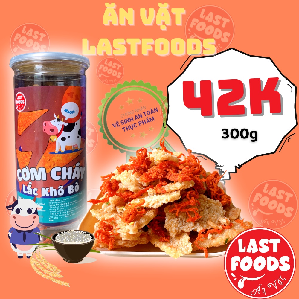 Cơm cháy lắc khô bò 300g giòn rụm thơm ngon giá tốt, ăn vặt LASTFOODS Hà Nội cùng đặc sản các miền ngon giá rẻ