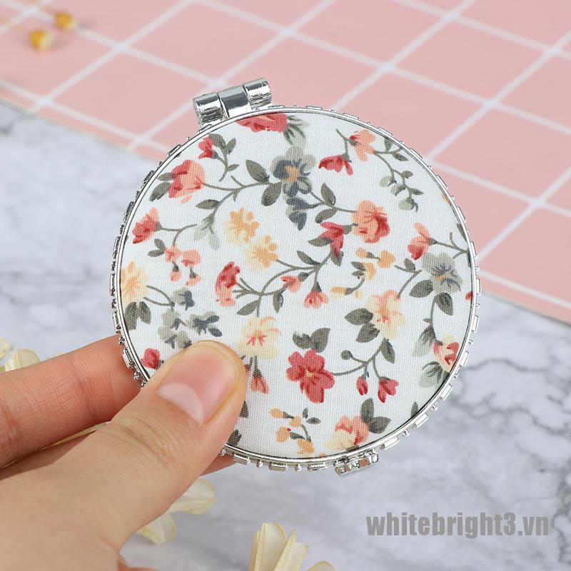(Hàng Mới Về) Gương Trang Điểm mini 3 Lần Họa Tiết Hoa Cổ Điển