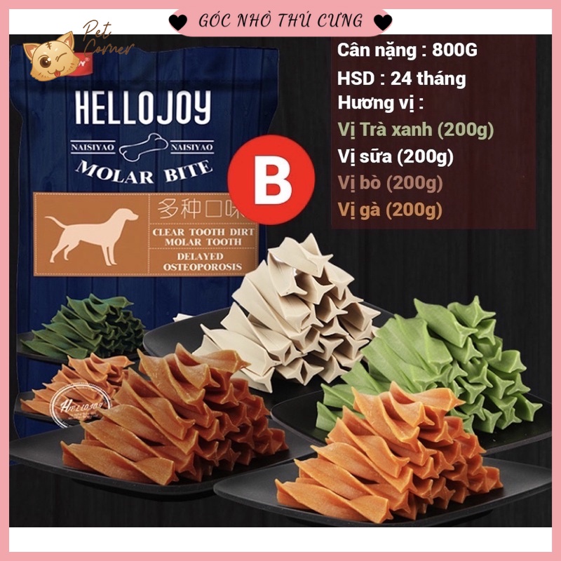 [CAO CẤP] Xương gặm làm sạch răng cho chó Hello Joy gói 800gr