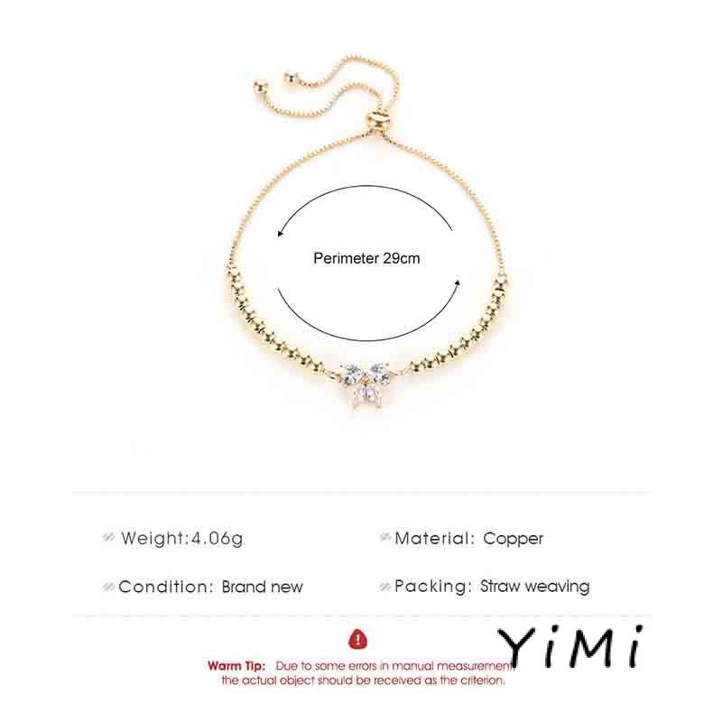 [mo] Lắc Tay Đính Đá Zircon Nhỏ Nhắn Xinh Xắn Có Thể Điều Chỉnh Cho Học Sinh